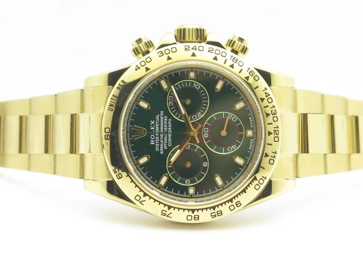 Plated YG 904L 1:1 116508 And SS Case Bracelet Green Clone Edition Dial Best Super A4130 ARF Daytona 0414